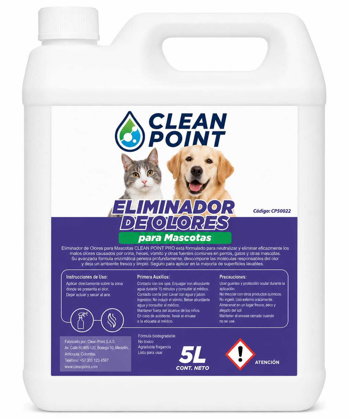 ELIMINADOR DE OLORES PARA MASCOTAS ENV 5L